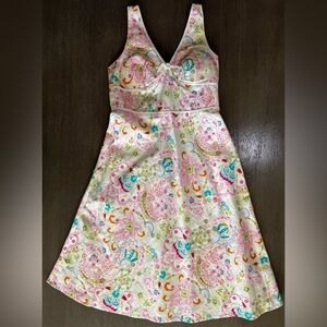 Vintage Paisley Pastel Colorful Mini Midi Dress Karen Steven’s 4